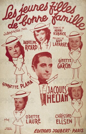 French song book 'Les jeunes filles de bonne famille' by Henri Kubnick and Guy Lafarge, 1947