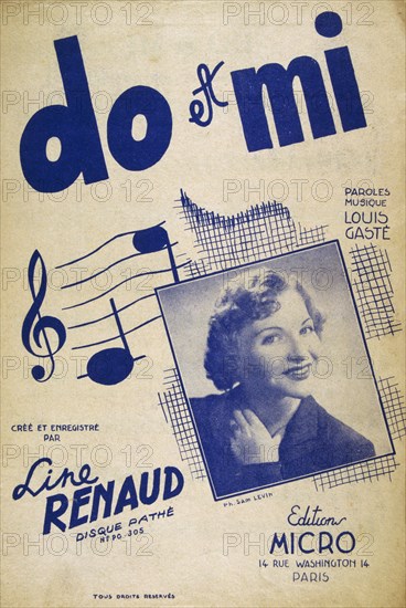 Cover of a French song book 'do et mi' 1950 sung by line Renaud, composed by Louis Gasté