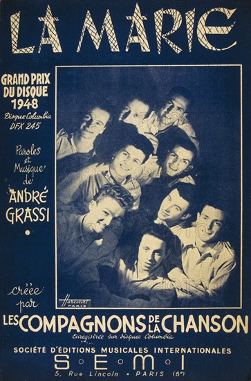 Cover of 1948 French song book for songs sung by the popular choir group, Les Compagnons des chanson