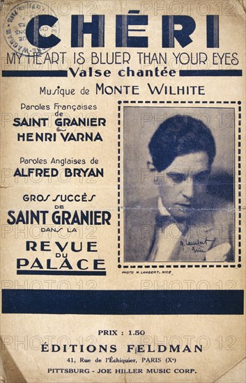Music book for 'cheri' by Saint-Granier,