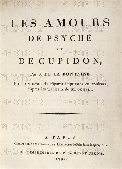 Title page of the 1791 edition of Cupid and Psyche, originally published in 1669 by Jean La Fontaine