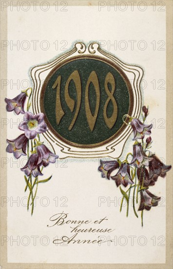 French Happy New Year, postcard 1908