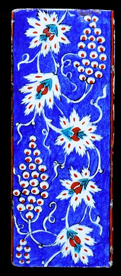 Iznik ceramic tile decorated with flowers