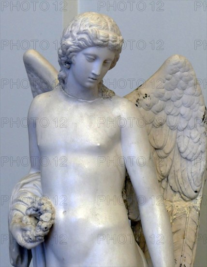 18th Century Neo-Classical French sculpture of a Cupid winged youth 'The genius of death' circa 1790