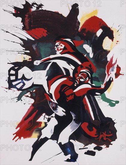 The revolt' painted in Gouache, 1997, by Raymond Moretti