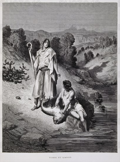 Tobias and the Angel, Illustration from the Dore Bible 1866
