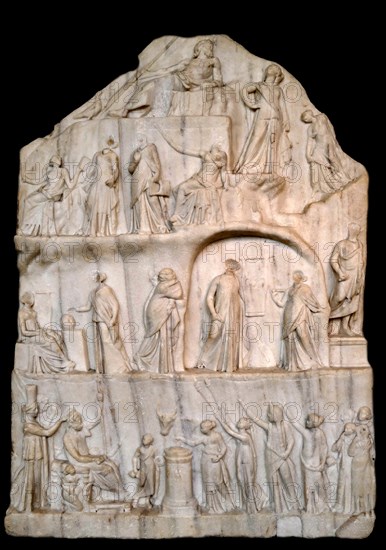 Apotheosis of Homer, 3rd-century BC, marble relief, by Archelaus of Prieneis