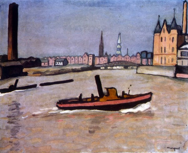 Port of Hamburg, 1909, by Albert Marquet