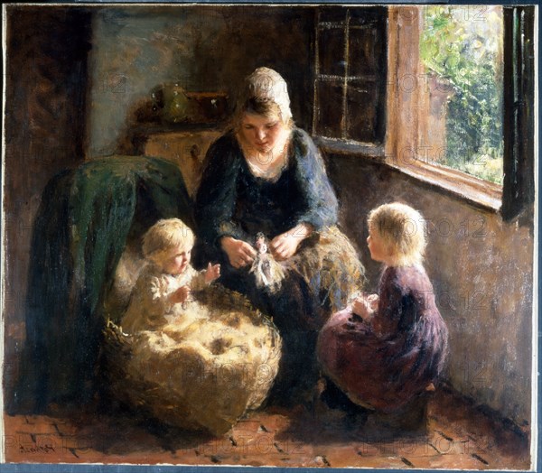 Playing with the Baby circa 1912 by Bernard Pothast