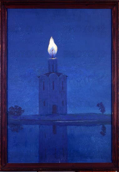 The Chapel of the Intercession of the Virgin, Gouache painting by Soviet Russian artist, Pyotr Alekseyevich Belov