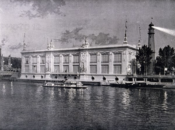 Exposition Universelle (World Fair) Paris, 1900; View over the River Seine of the Palace of Congress for Economic and Social Affairs.