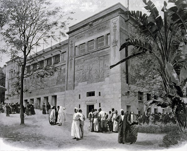 Photograph of the Egyptian Exhibition in Trocadero showing the ancient history and dynasties