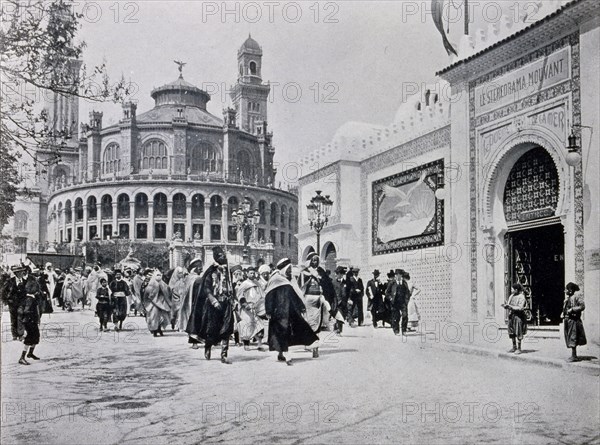 Photograph of a colonial procession at the Trocadero.