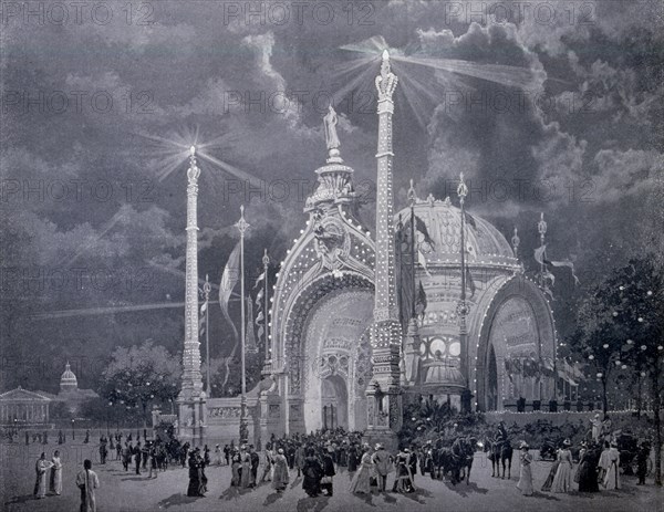 Illustration of the monumental Porte at the entrance of the exhibition.