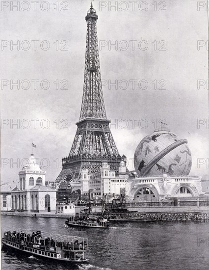 Photograph of the Celestial Globe next to the Eiffel Tower