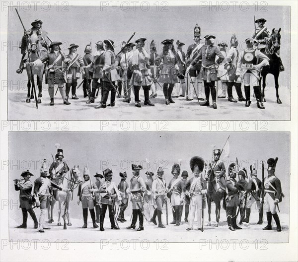 Photograph of military uniforms at the exhibit of the history of the German military.