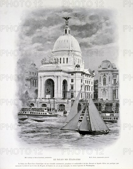 Photograph of a view across the Seine of the Palace of the United States