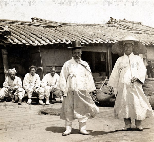 Korean officials. Joseon Era. Circa 1900