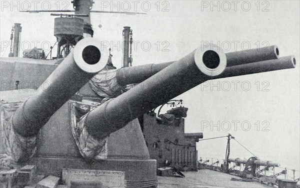 Guns of HMS Alax, a Leander-class light cruiser which served with the Royal Navy during World War II