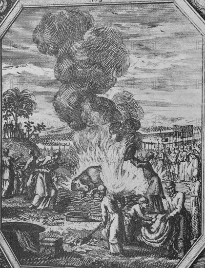 Engraving for the tractate Parah, which deals with the ritual burning of a red heifer