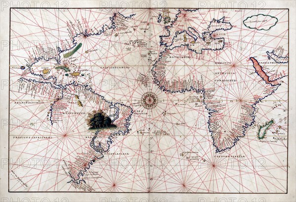 Portolan atlas of 9 charts and a world map, etc. Dedicated to Hieronymus Ruffault, Abbot of St. Vaast