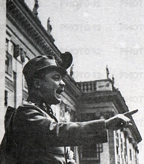 Chancellor Engelbert Dollfuss making a political speech in Vienna