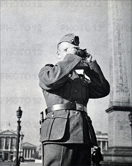 German soldier on deserted streets in France during World War II