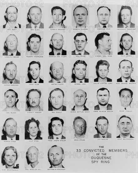 The 33 convicted members of the Duquesne spy ring, FBI print