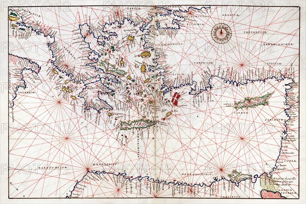 Portolan atlas of nine charts and a world map, etc. Dedicated to Hieronymus Ruffault, Abbot of St. Vaast