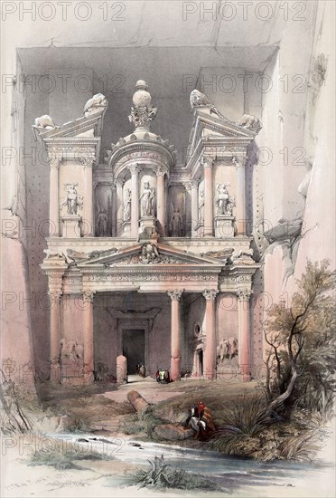Petra ruins of the Treasury, Jordan. 1839