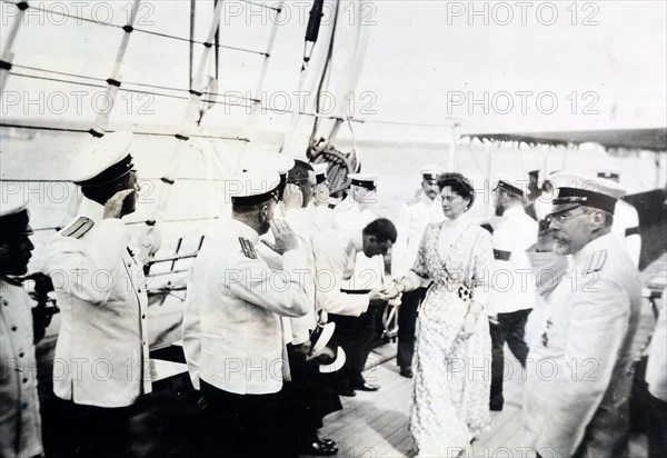 Romanov royal family, 1912. Alexandra Feodorovna the Empress consort with Emperor Nicholas II