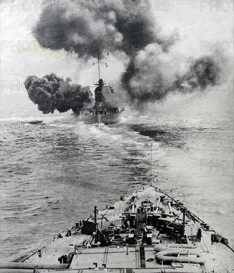 A British Royal Navy battleship during World War II