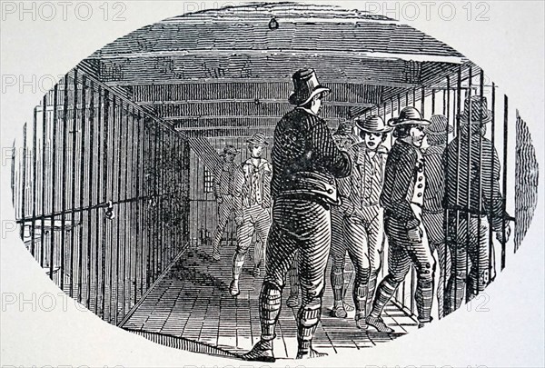 Interior of a British prison transportation ship used to take convicts to Australia