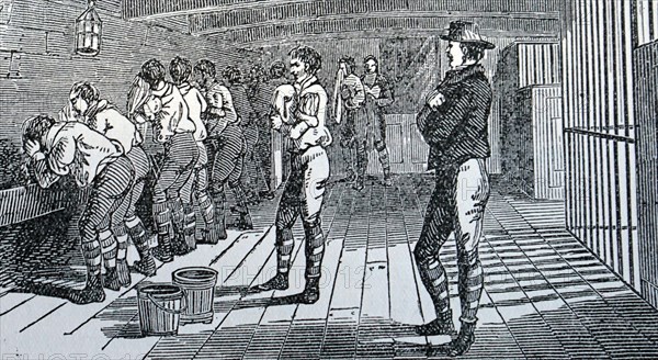 Interior of a British prison transportation ship used to take convicts to Australia