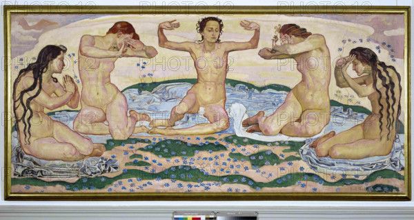 Ferdinand Hodler (1853 – 1918) Swiss painter. 'The Day'  1900.