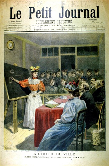 Paris, young girls take their examinations at the town hall (Hotel de Ville)