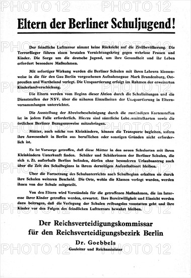 Affiche signée Goebbels