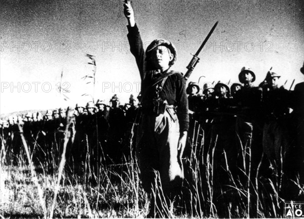 Ethiopie, jeune milicien fasciste sur le front d'Adigeat, décembre 1935