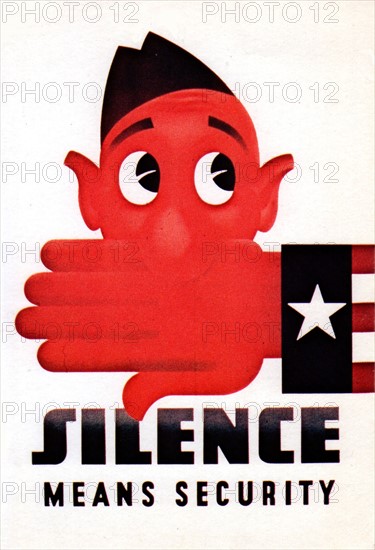 Carte postale, propagande appelant la population à se méfier des espions, 1939