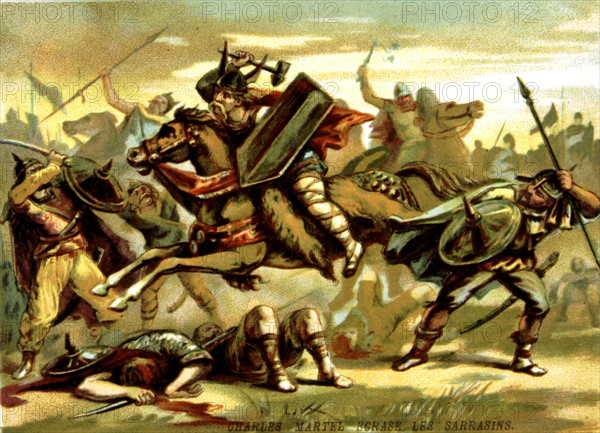Charles Martel combattant les Sarrasins