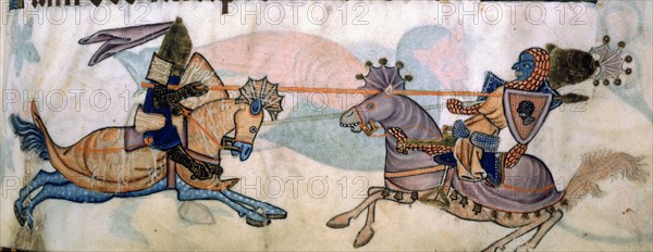 Luttrell Psalter, f° 82 : Richard I the Lion-Heart and Saladin