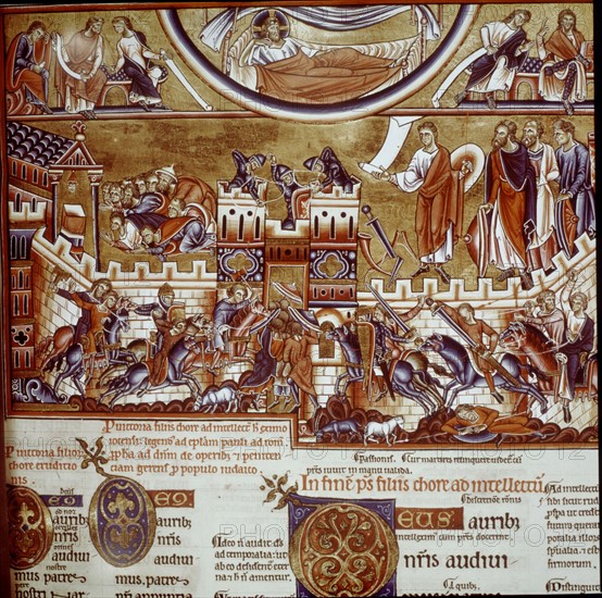 Psalter, Knights attacking Jerusalem