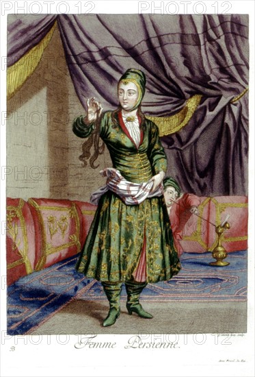 Monsieur de Ferriol, Persian woman in "Collection of 100 engravings representing different nations of the Levant..."