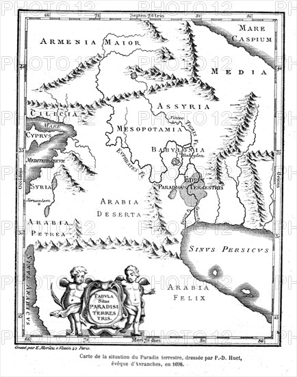 Huet, Geographical map of the earthly  paradise, 1698