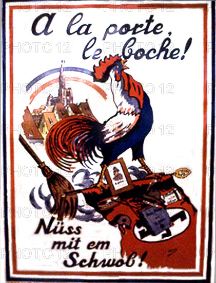 Affiche au moment de la libération de la France : "A la porte le boche !"