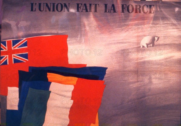 Affiche de propagande pour l'Europe : "L'union fait la force"