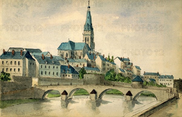 Charleville-Mézières (Ardennes), Place du Sépulcre, watercolor