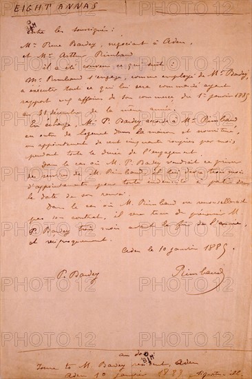 Handwritten letter by Arthur Rimbaud