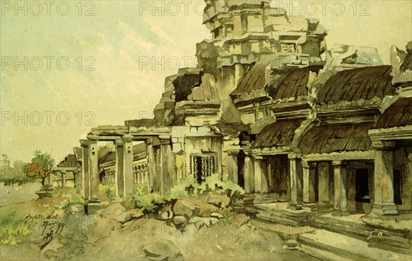 Courmaille, Angkor, watercolor