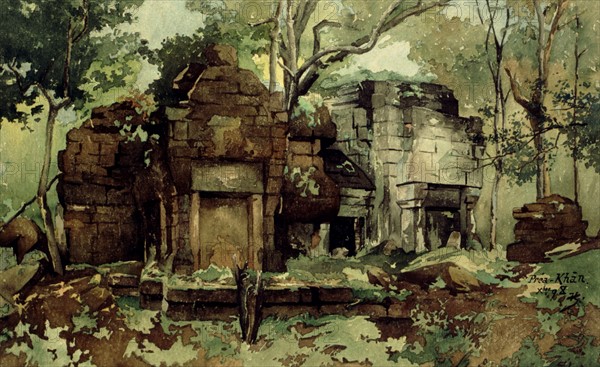 Courmaille, Angkor, watercolor